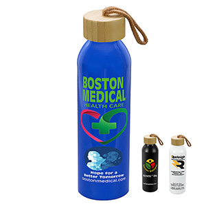 "WHITNEY" 22oz Recycled RPET Aluminum Bottle With a Bamboo Lid
